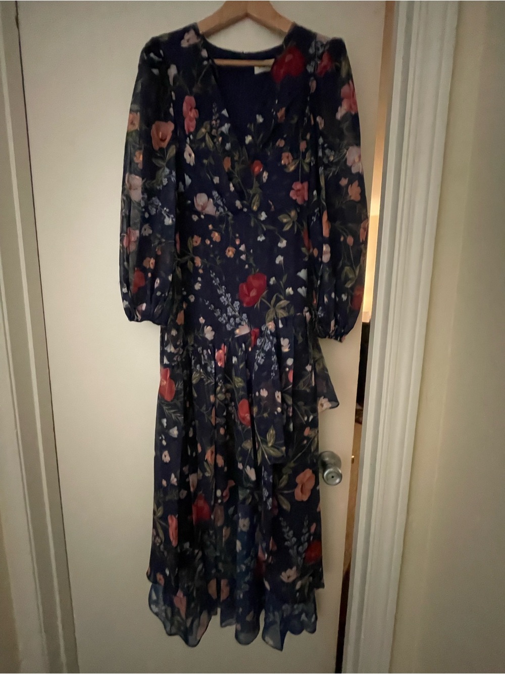 Eliza J Navy Floral Midi Hi-low Dress